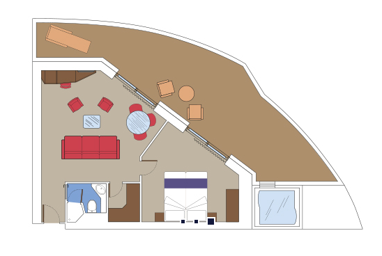 Čtyřlůžkové Apartmá Grand Suite se soukromou vířivkou (SE3), plánek - MSC Virtuosa
